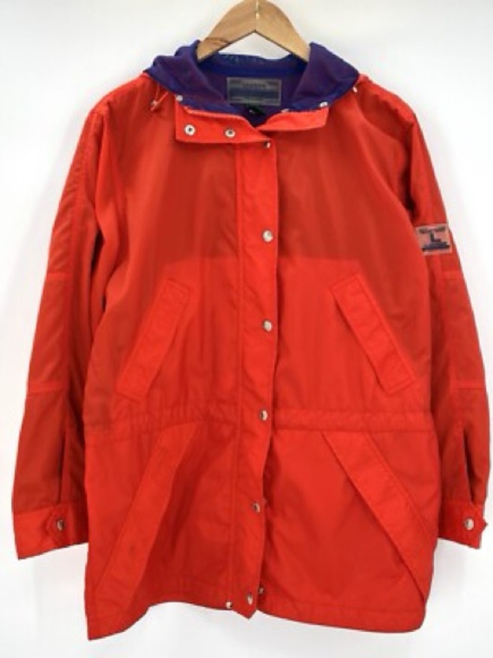 VTG Lauren Ralph Lauren Jacket Womens Small Red Hooded Rain Coat Size L